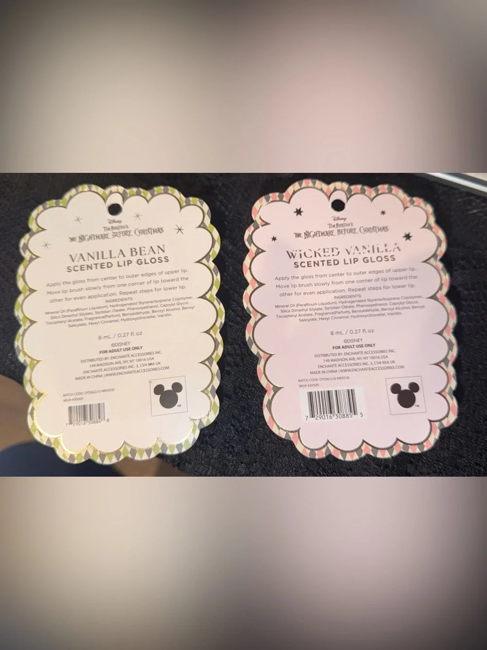 New Set of 2 Disney Nightmare Before Christmas lipglosses, Jack and Sally
